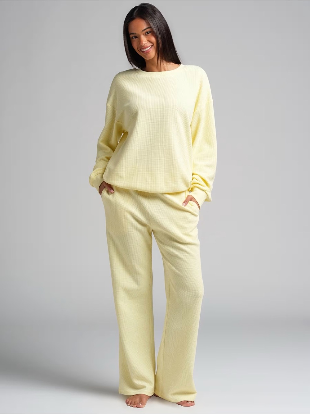 Waffle Lounge Set - Buttercream (Top, Shorts, and Pants) - Picture 6 of 6